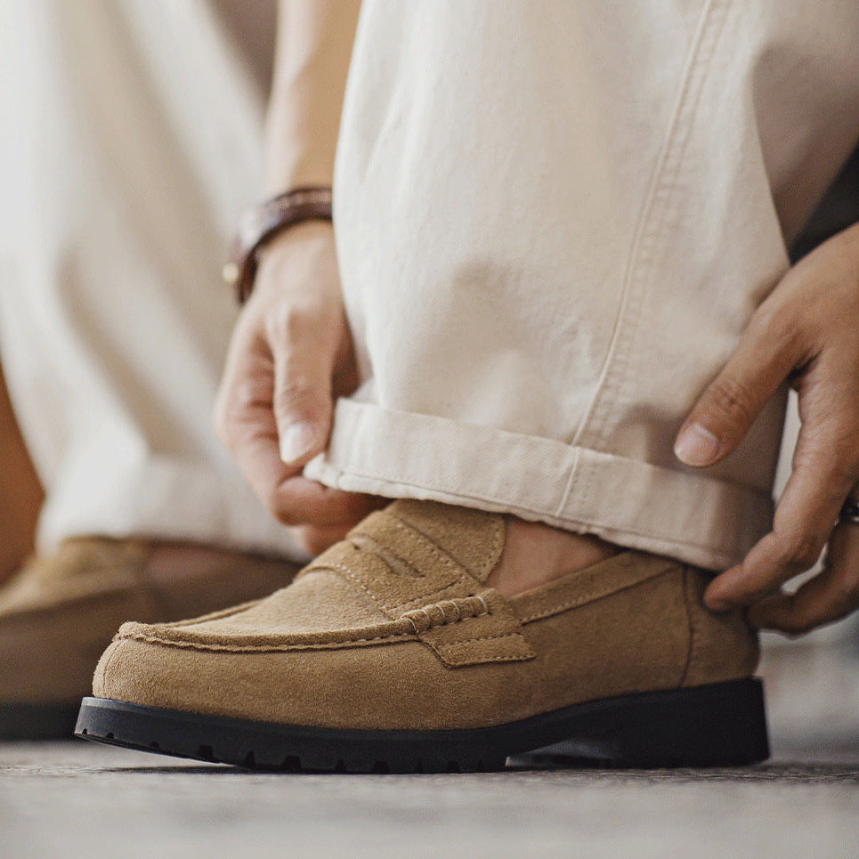 Men's Vintage Plain Suede Casual Loafers-RAIIFY