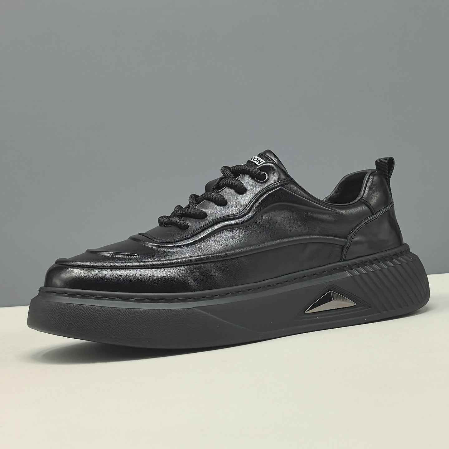 Men's Minimalist Plain Leather Flat Casual Shoes-RAIIFY