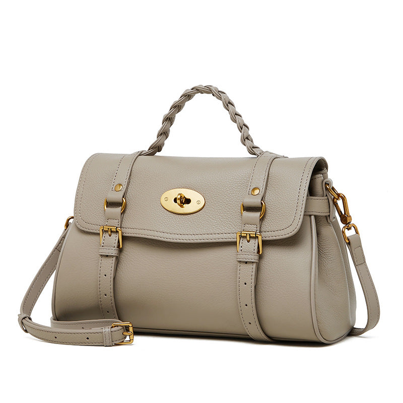 Women Retro Leather Buckle Casual Satchel Bag-RAIIFY