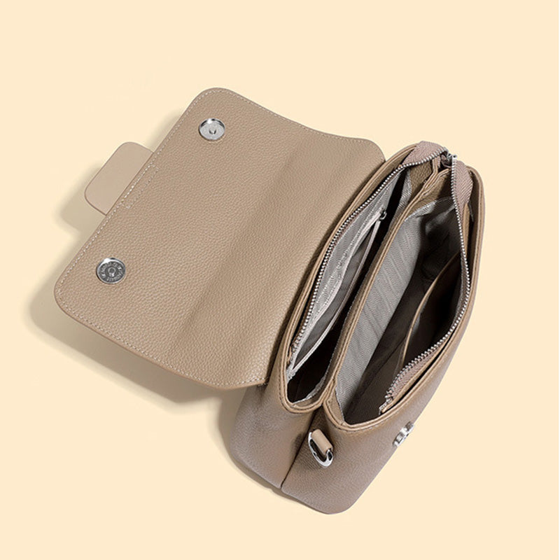 Women Fashion Solid Soft Leather Shoulder Purse-RAIIFY