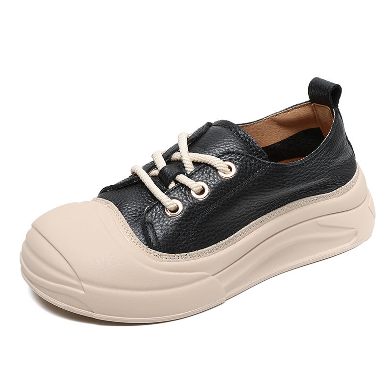 Women Minimalist Leather Flat Casual Shoes-RAIIFY