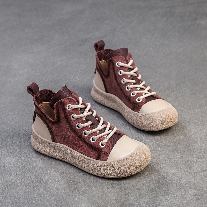 Women Fashion Leather High Top Casual Shoes-RAIIFY