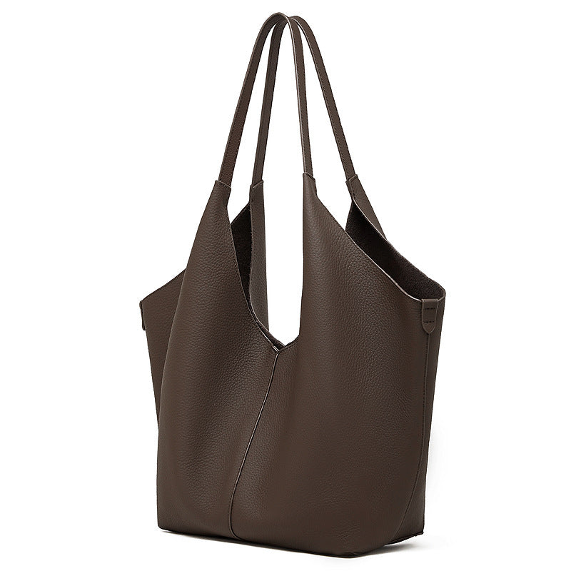 Women's Leather Large Capacity Shoulder Tote Bag-RAIIFY
