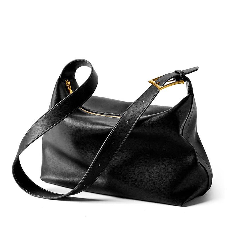 Women Minimalism Style Soft Leather Shoulder Tote Bag-RAIIFY