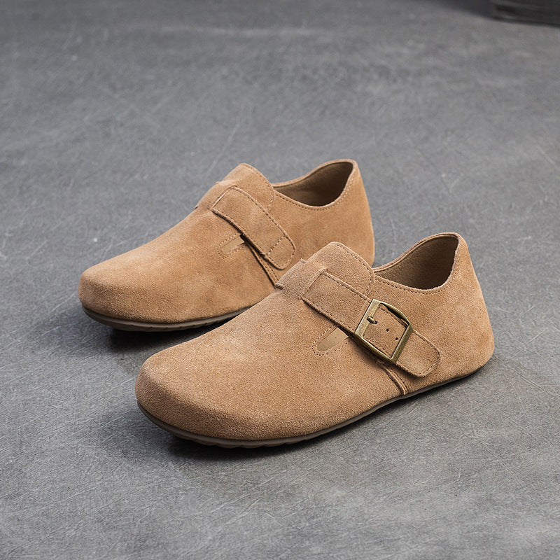 Women Retro Suede Casual Soft Flat Shoes-RAIIFY