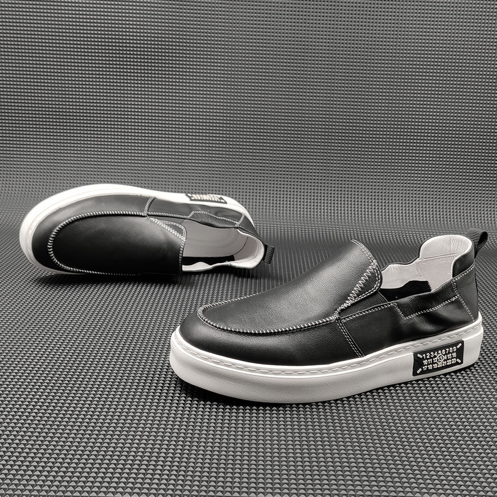Men Minimalist Leather Soft Flat Loafers-RAIIFY