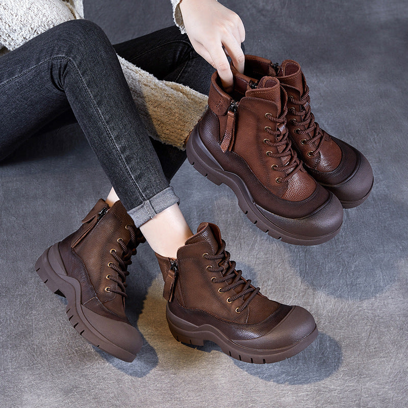 Women Vintage Leather Handmade Soft Ankle Boots-RAIIFY