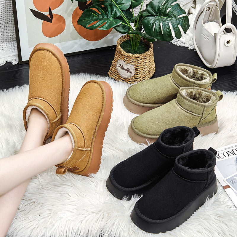 Women Minimalism Winter Warm Furred Ankle Boots-RAIIFY