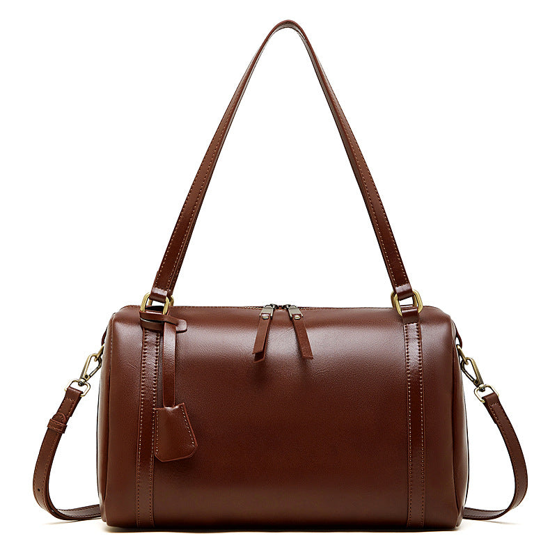 Women's Vintage Plain Leather Shoulder Bag-RAIIFY
