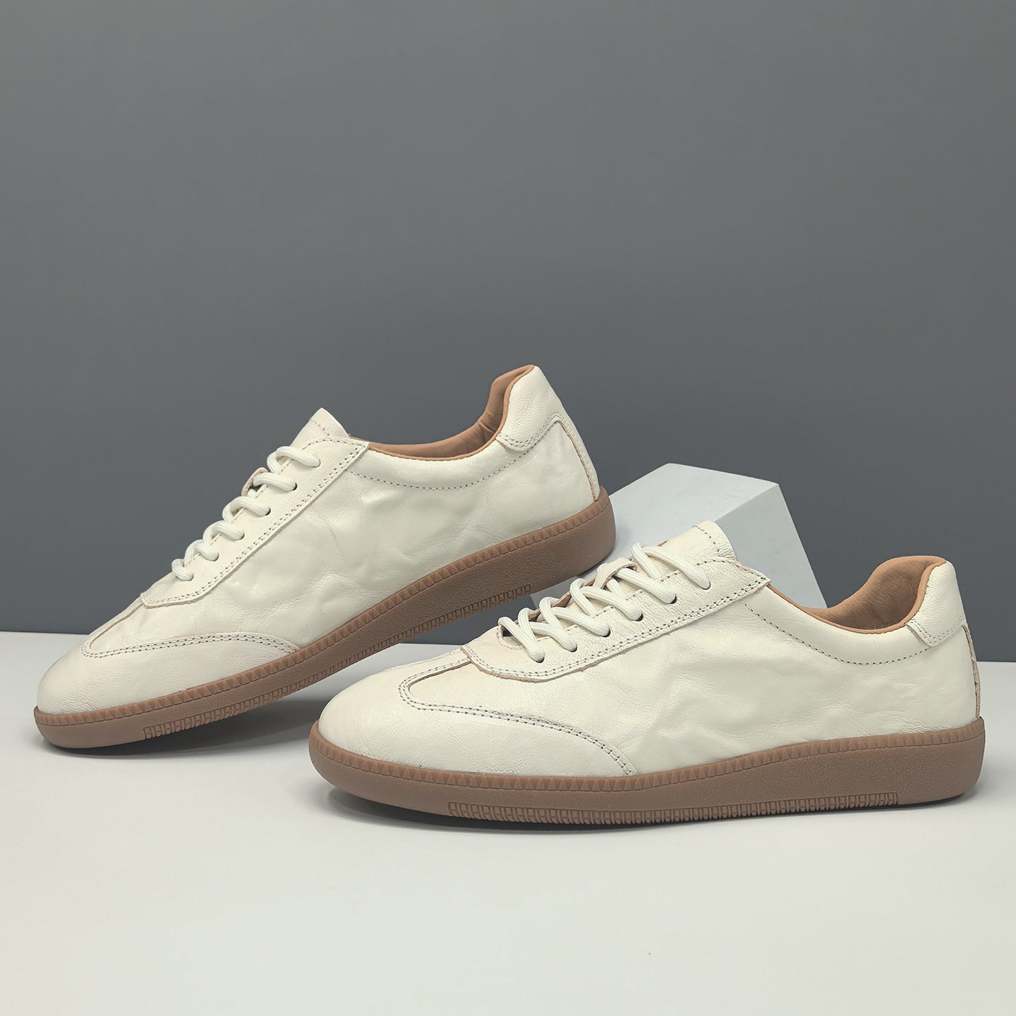 Men's Genuine Leather Breathable Lace Up Retro Casual Shoes-RAIIFY