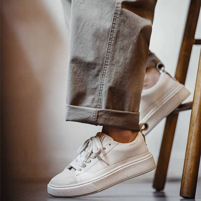 Men's Minimalism Quilted Leather Low Top Casual Sneakers-RAIIFY