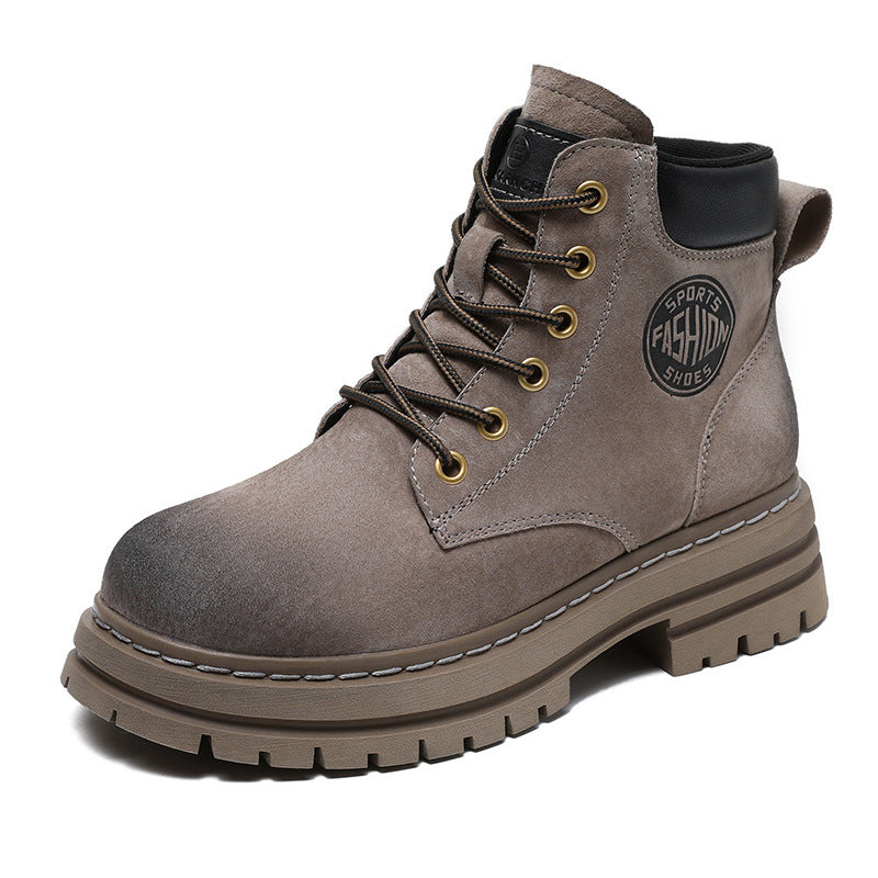 Women Retro Classic Leather Hiking Work Boots-RAIIFY