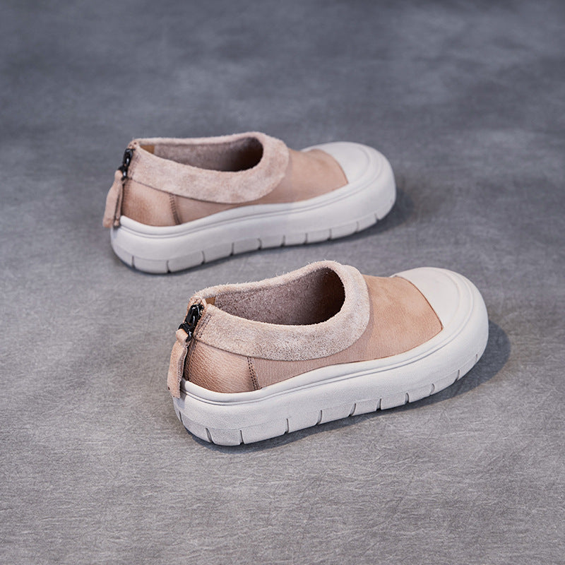 Women Solid Soft Leather Minimalism Casual Shoes-RAIIFY