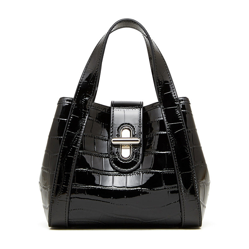 Women's Plain Croc Embossed Leather Cross Body Handbag-RAIIFY
