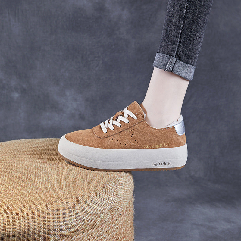 Women Minimalism Fashion Solid Suede Flat Casual Shoes-RAIIFY