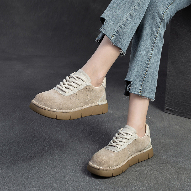 Women Minimalism Vintage Suede Flat Casual Shoes-RAIIFY