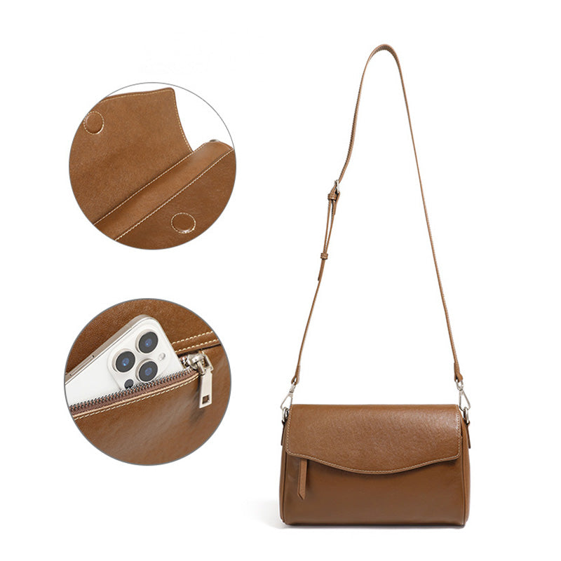 Women Plain Leather Fashion Cross Body Bag-RAIIFY