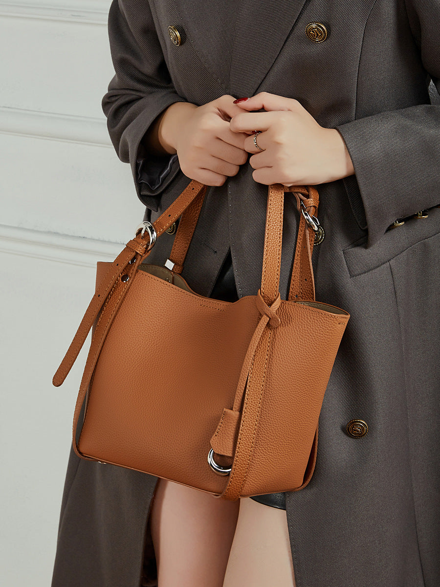 Women’s Stylish Leather Convertible Bucket Bag-RAIIFY