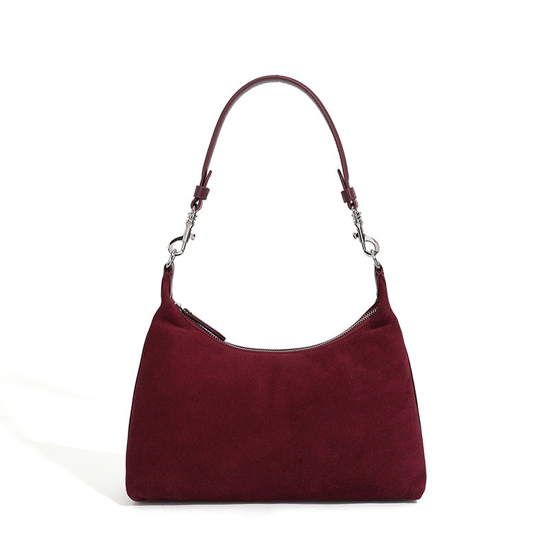 Women Minimalism Solid Suede Casual Shoulder Bag-RAIIFY