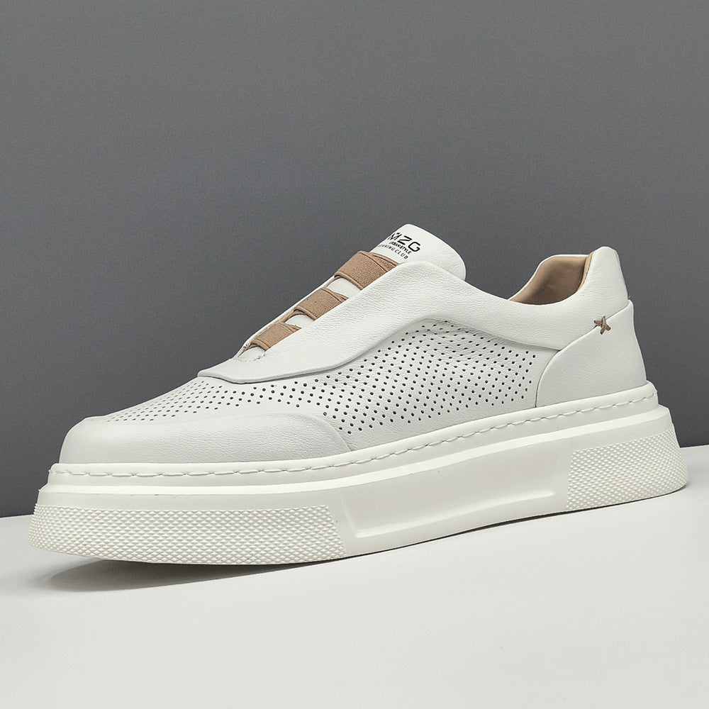 Men Fashion Breathable Leather Laceless Casual Shoes-RAIIFY