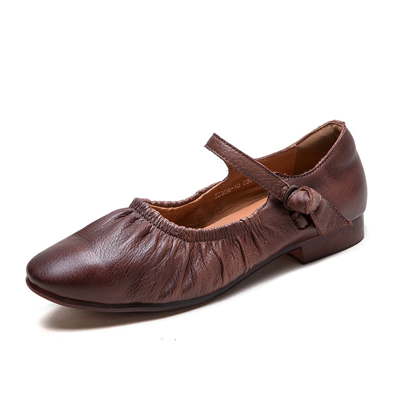 Women Retro Leather Soft Casual Shoes-RAIIFY