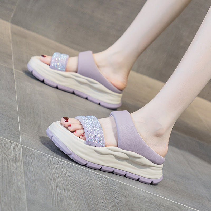 Women's Fashion Leather Platform Casual Summer Slides-RAIIFY