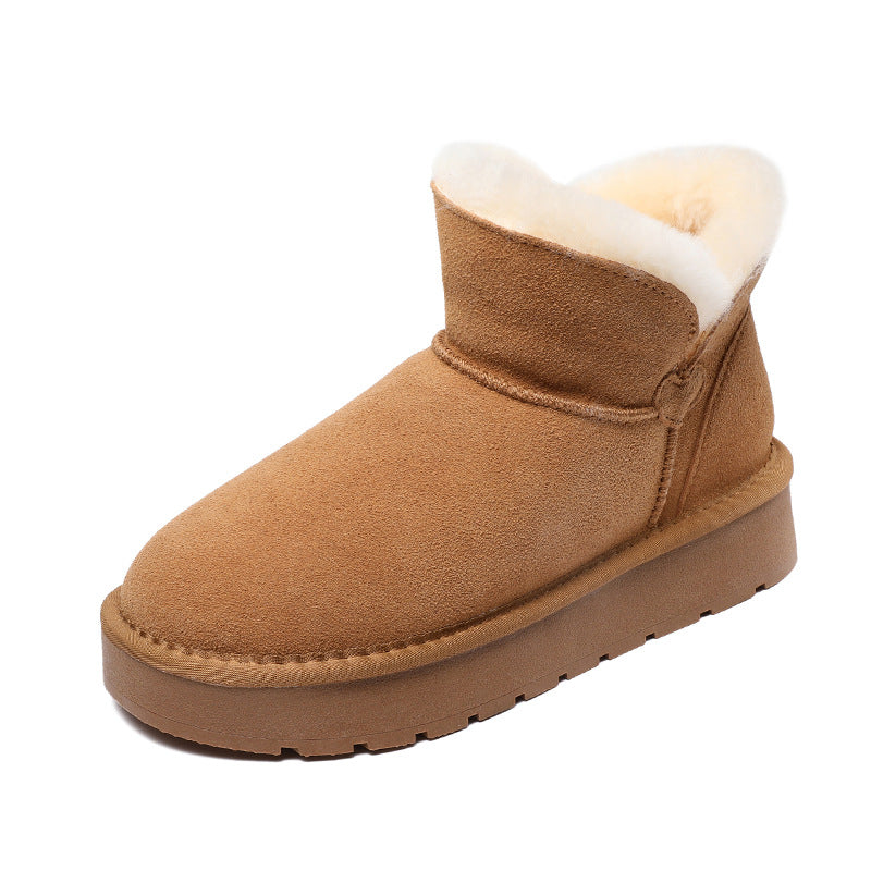 Women Retro Suede Furred Ankle Snow Boots-RAIIFY