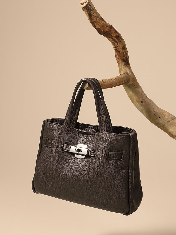Women's Fashion Plain Leather Satchel Bag-RAIIFY
