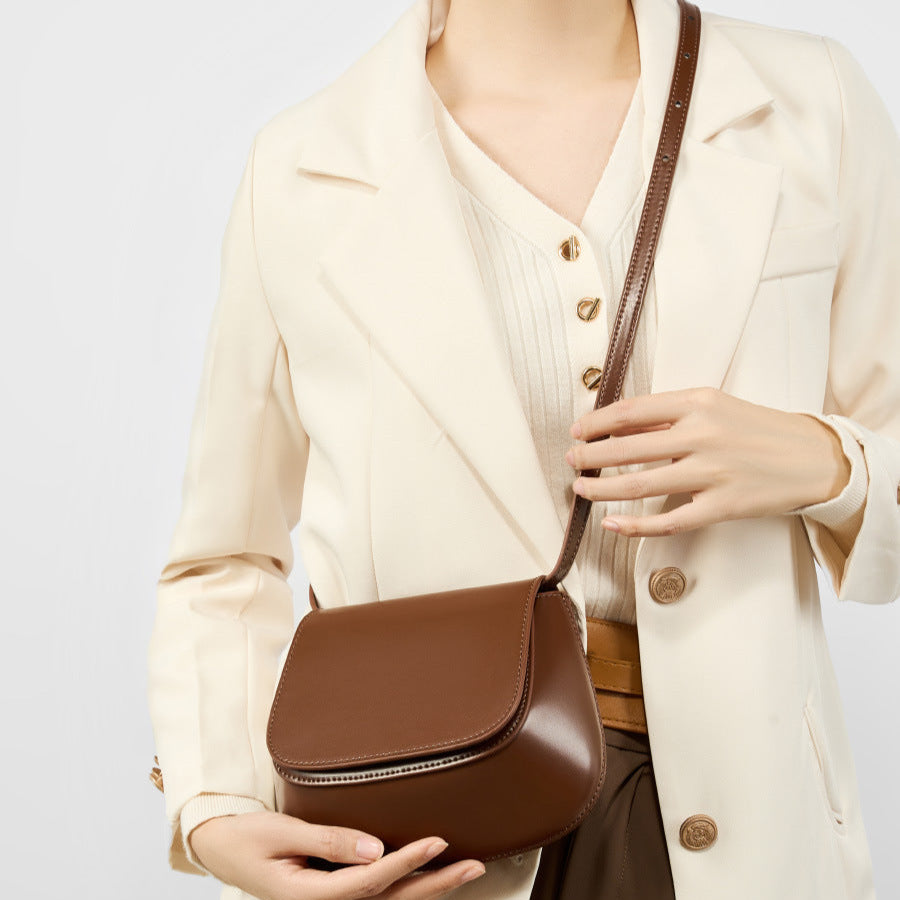 Women Fashion Simple Plain Leather Cross Body Bag-RAIIFY