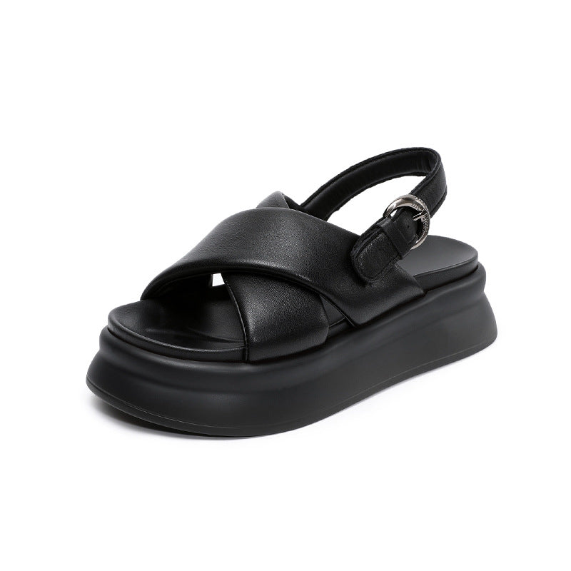 Women's Summer Minimalism Leather Platform Sandals-RAIIFY