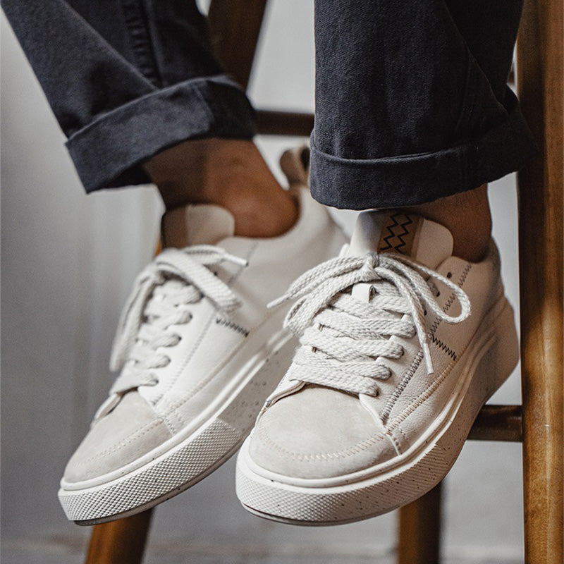 Men's Minimalism Quilted Leather Low Top Casual Sneakers-RAIIFY