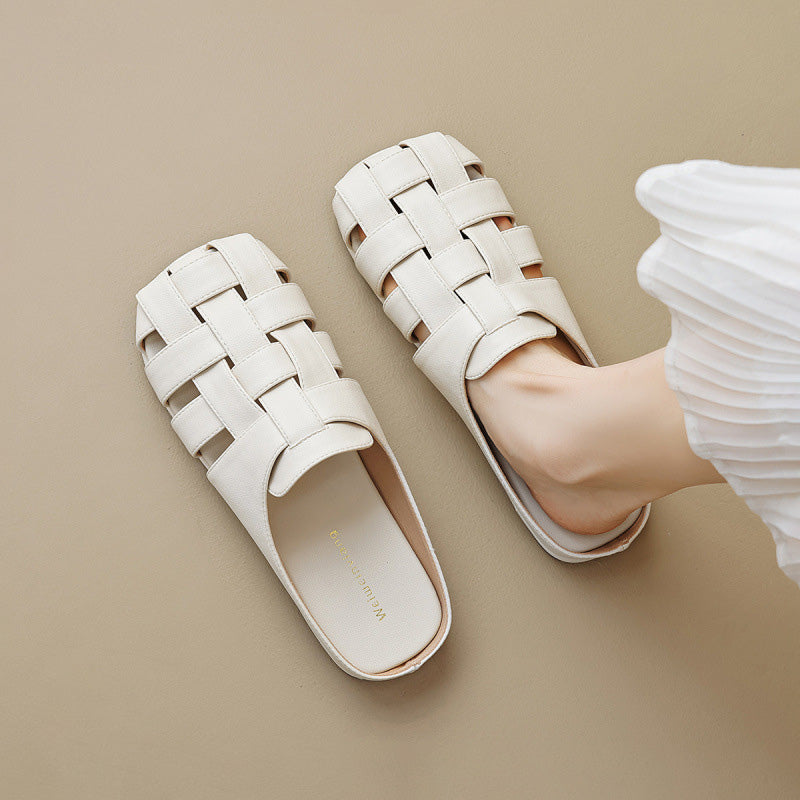Women Handmade Plaited Soft Leather Casual Sandals-RAIIFY