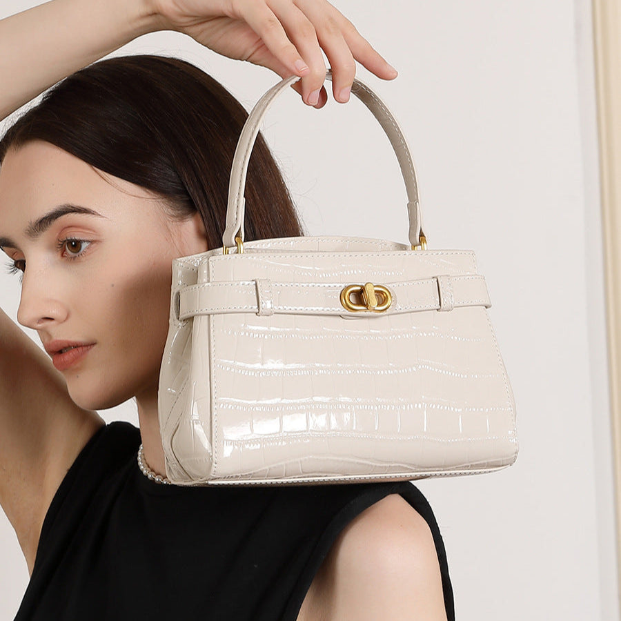 Women’s Crocodile Embossed Leather Mini Square Bag-RAIIFY