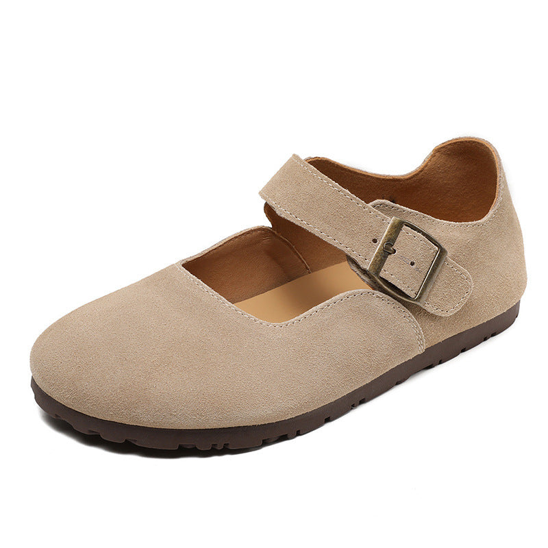 Women Retro Suede Flat Minimalism Casual Shoes-RAIIFY