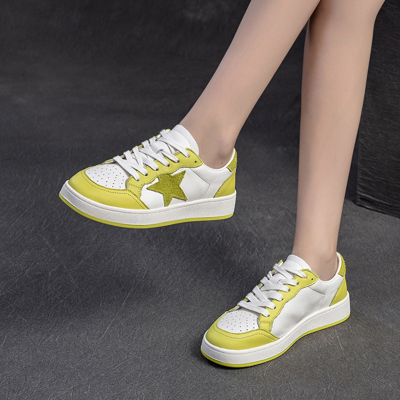 Women Fashion Leather Breathable Casual Skate Sneakers-RAIIFY