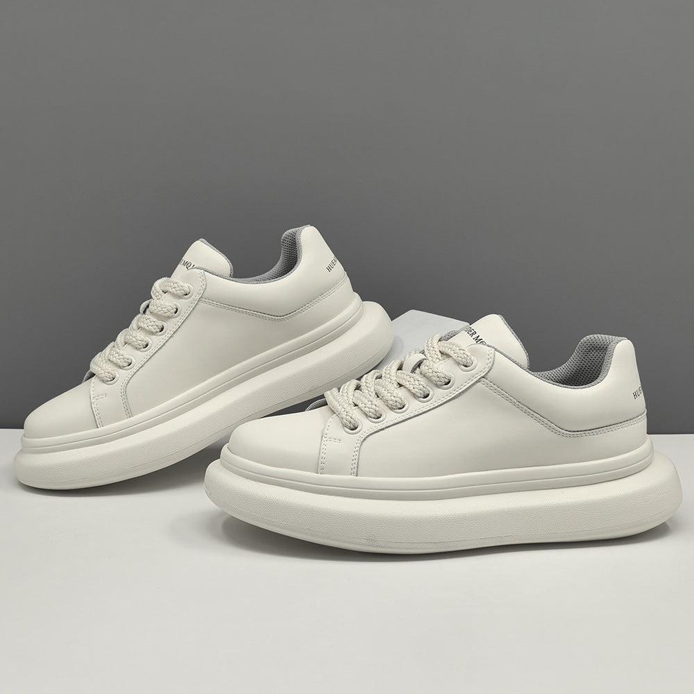 Men Minimalism Plain Leather Casual Sneakers-RAIIFY