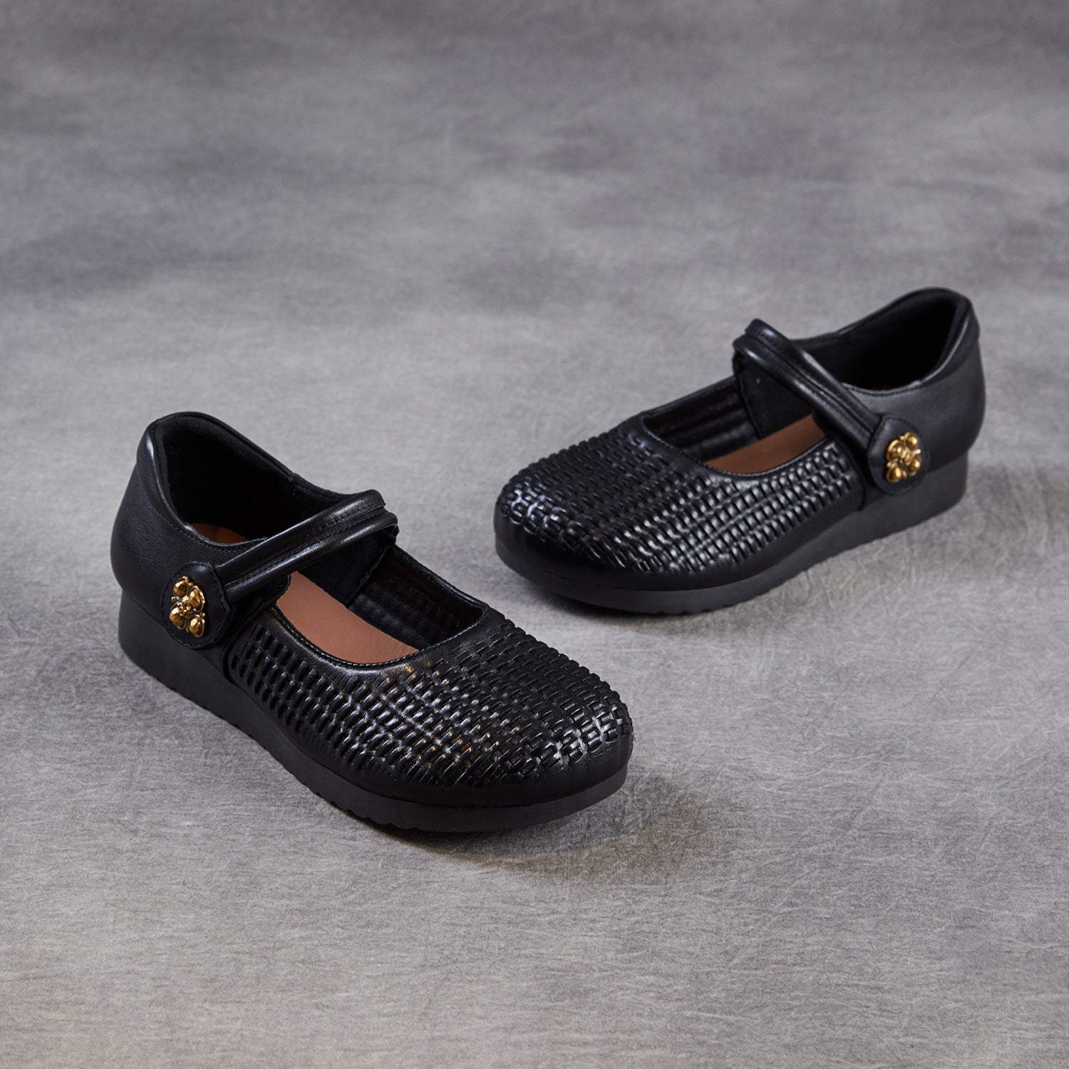 Women's Retro Quilted Leather Casual Mary Jane Shoes