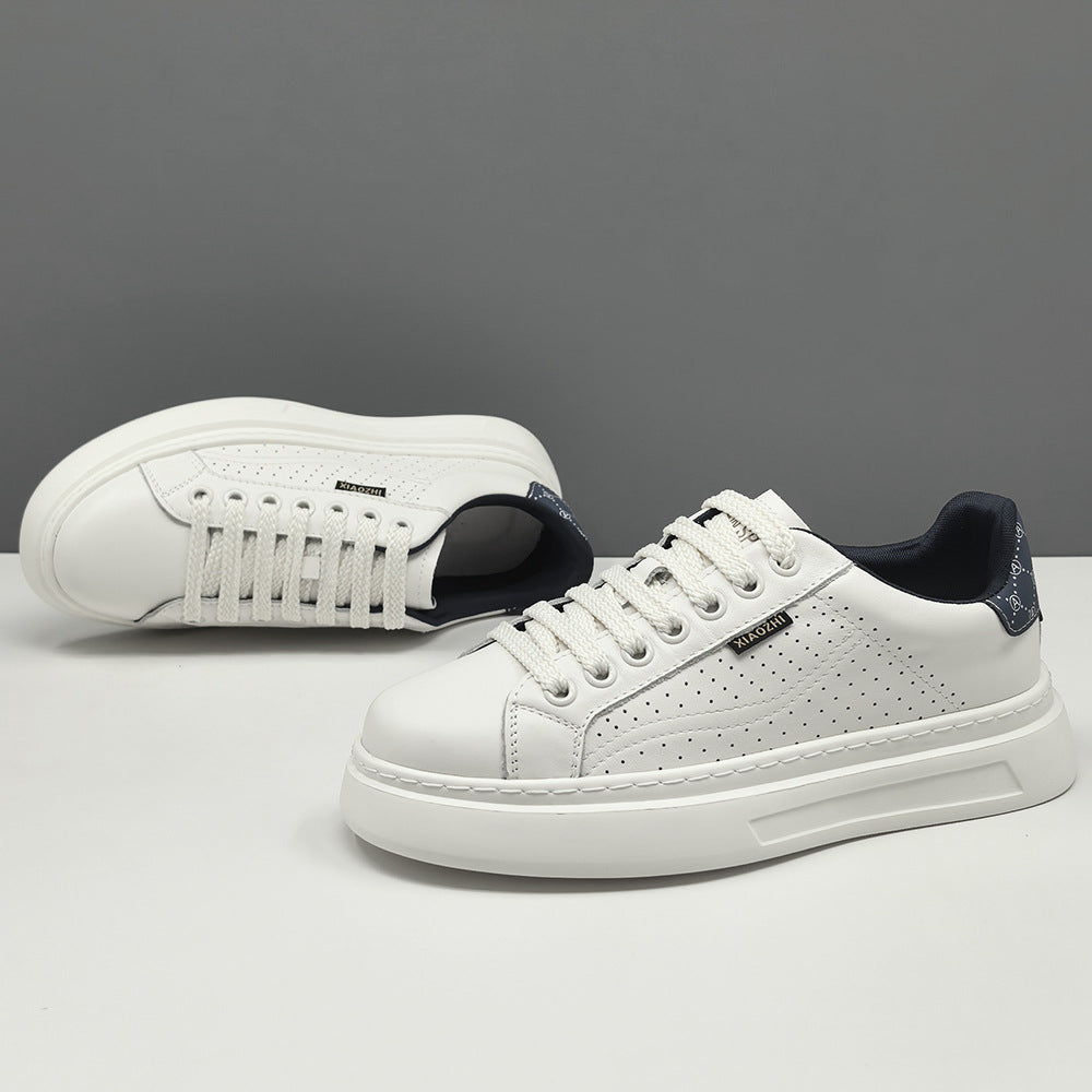 Men's Stylish Quilted Leather Flat Court Sneakers-RAIIFY