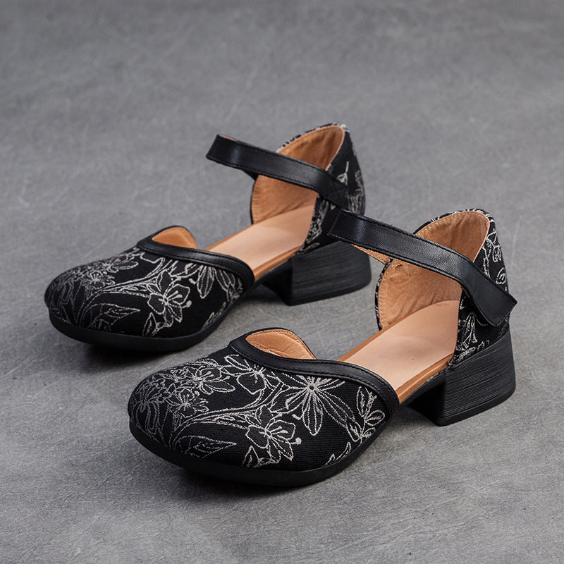 Women Retro Embroidery Comfort Leather Sandals-RAIIFY