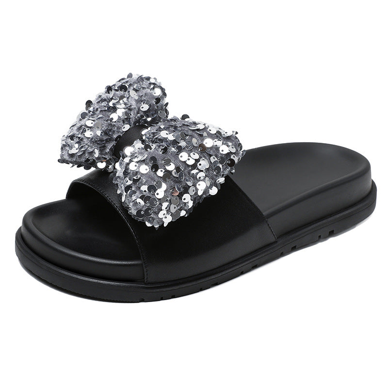 Women Summer Fashion Crystal Bowknot Slides-RAIIFY