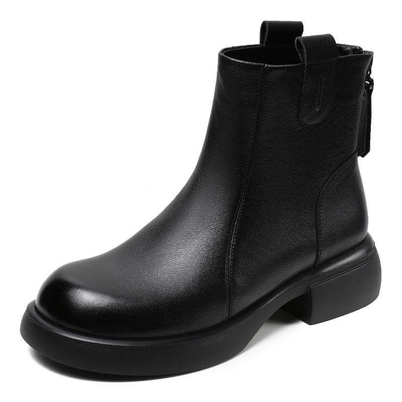 Women's Minimalist Plain Leather Casual Ankle Boots