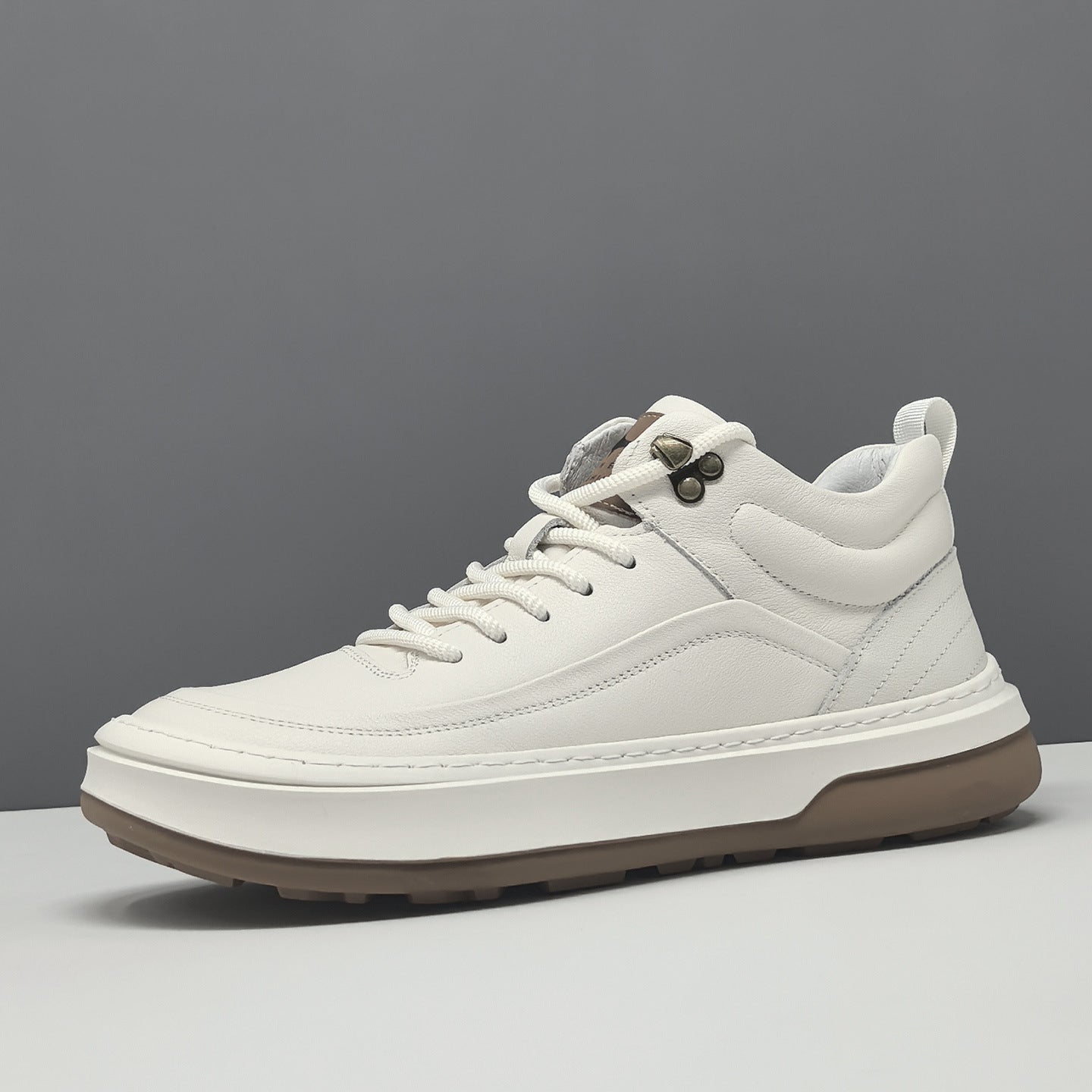 Men's Plain Quilted Leather High Top Casual Shoes-RAIIFY