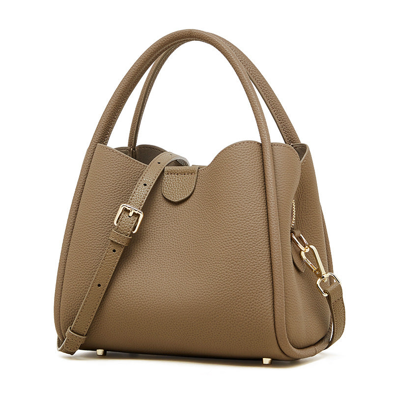 Women Fashion Plain Leather Casual Tote Bag-RAIIFY
