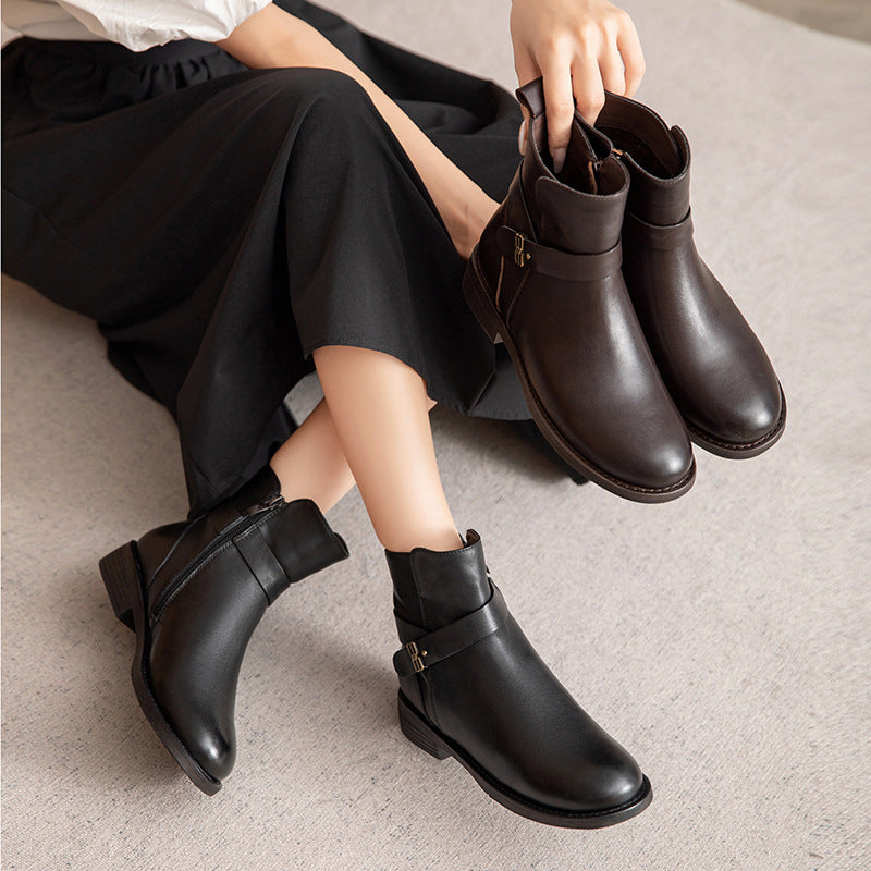 Women Minimalism Fashion Soft Leather Boots-RAIIFY