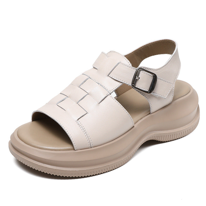 Women Minimalist Soft Leather Casual Sandals-RAIIFY