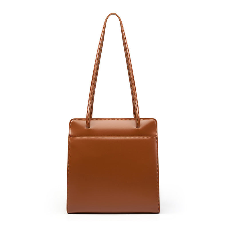 Women Minimalist Retro Leather Shoulder Tote Bag-RAIIFY