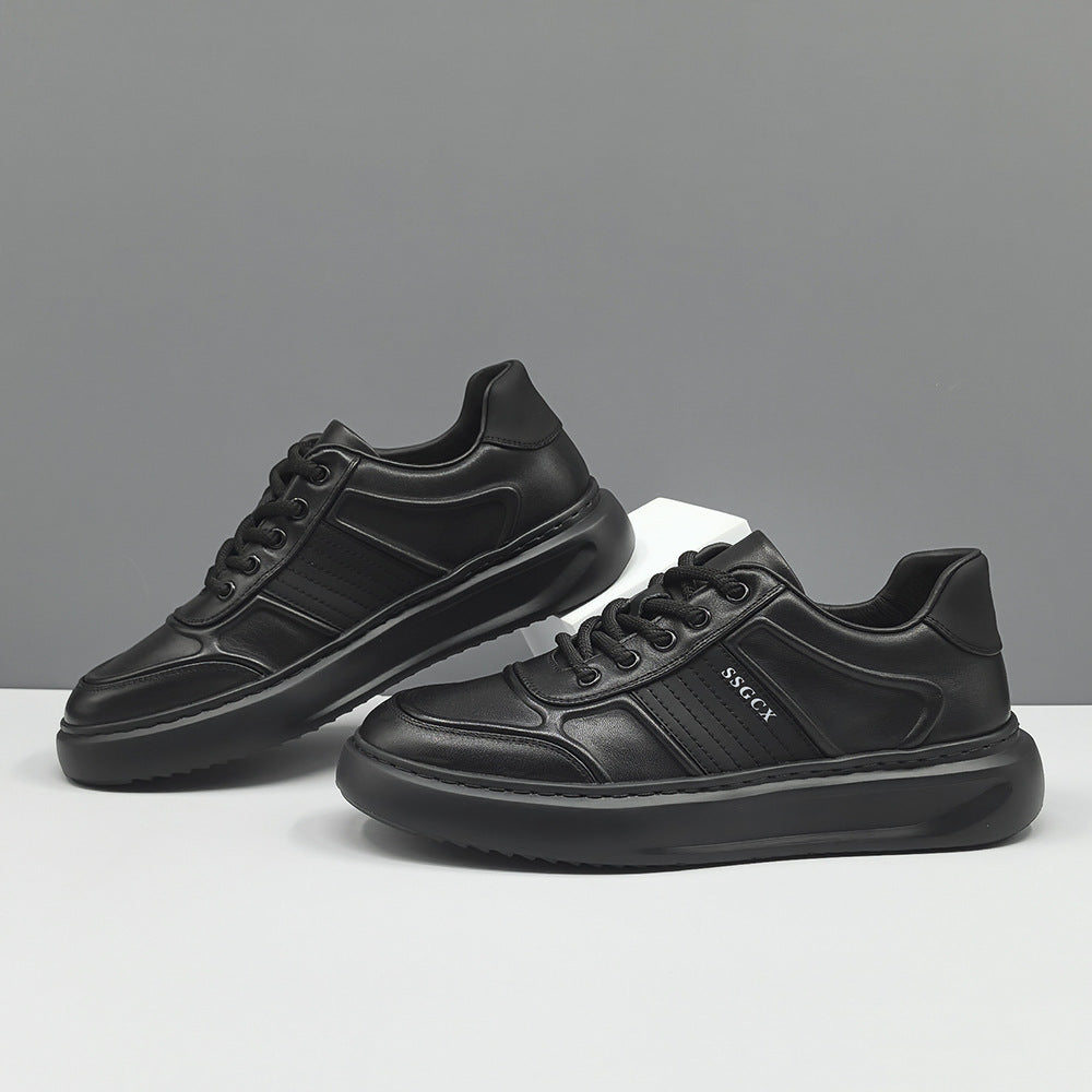 Men Minimalism Solid Leather Fashion Casual Shoes-RAIIFY