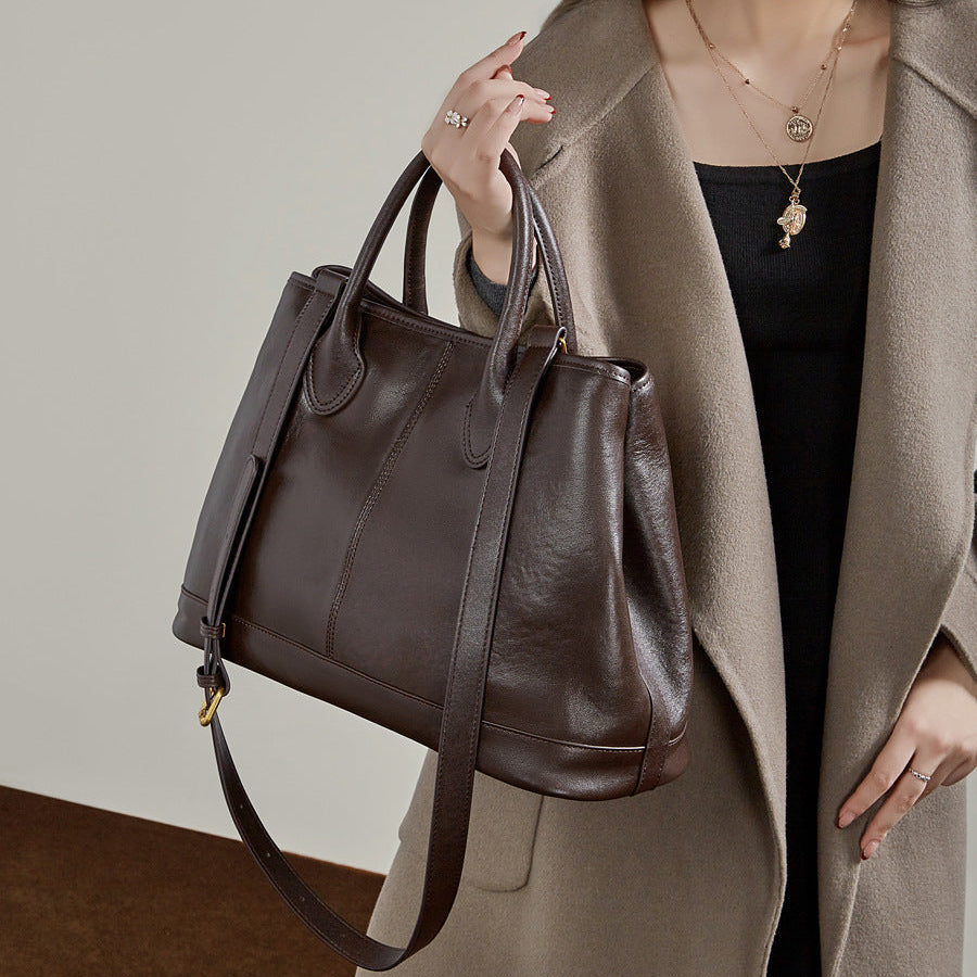 Women's Top-Grain Leather Large Capacity Tote Bag-RAIIFY