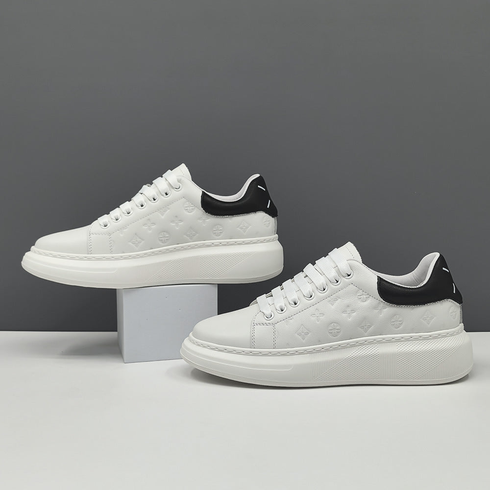 Men Fashion Embossed Leather Casual Court Sneakers-RAIIFY