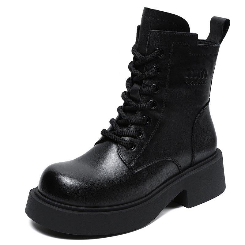 Women Minimalist Soft Leather Thick Soled Boots-RAIIFY